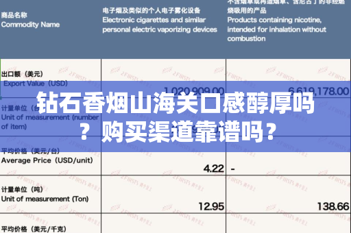 钻石香烟山海关口感醇厚吗？购买渠道靠谱吗？